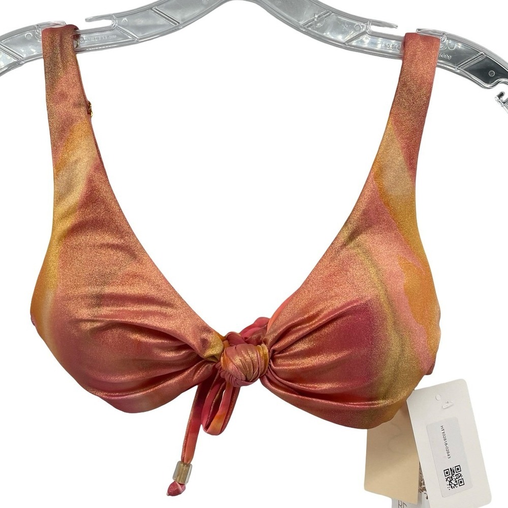 BECCA Women's Bikini Top Tie Dye Shimmer Orange Pink Nylon Small NWT